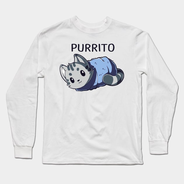 Purrito - Cute Cat Lover Quote Animal Lover Long Sleeve T-Shirt by LazyMice